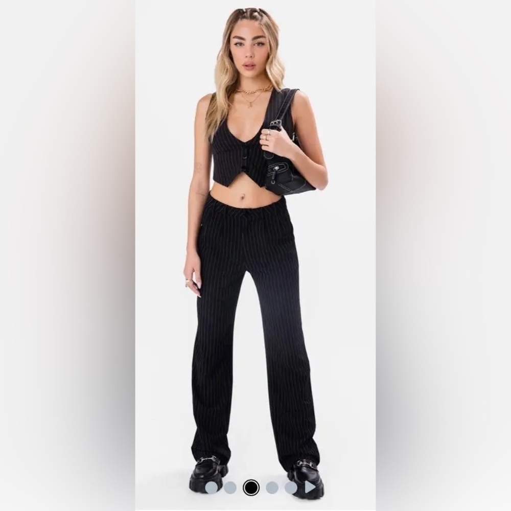 Adika Black Lucille Pinstripe 2-Piece Vest & Pants Set Size S